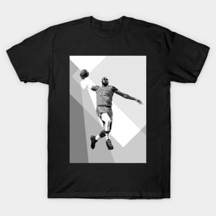 Lebron James Dunk WPAP Pop Art Black & White Illustration T-Shirt